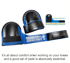 A set of knee pads that are suitable for a resin flooring contractor.