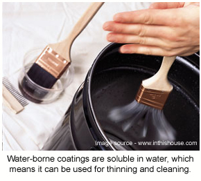 Water-borne epoxy being cleaned up with water.
