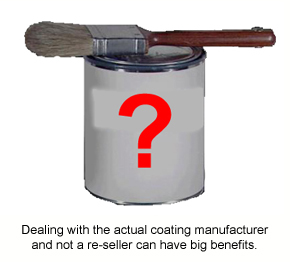 A tin of coating with a question mark on it suggesting the manufacturer is unknown.