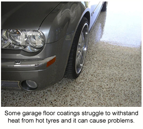 Car parked on a garage floor with no signs of hot tyre pick-up.