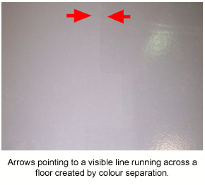 Colour separation on a grey epoxy floor.