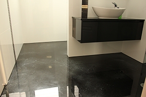 Epoxy flooring examples - decorative resin flooring in bedrooms and bathrooms